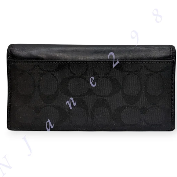 Vintage Coach Bleecker Black Signature Jacquard Canvas & Leather Buckle Wallet - Picture 2 of 16